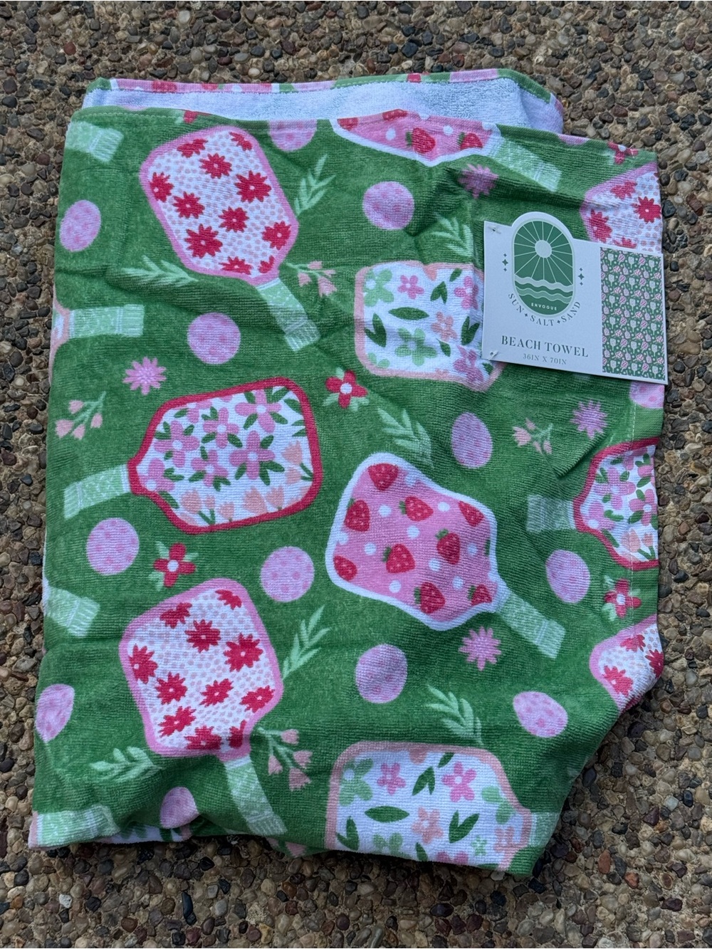 Envogue Salt + Stone Green Floral Pickleball large Beach Towel 36x70 inches NWT
